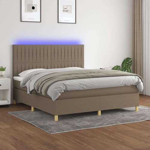  Box spring postelja z vzmetnico LED taupe 180x200 cm blago, (20846638) Cene