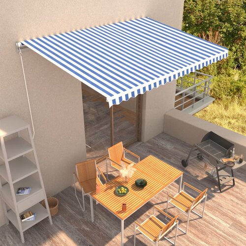 vidaXL Ročno zložljiva tenda 450x300 cm modra in bela Cene