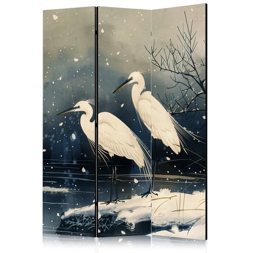  Paravan - Herons over a winter pond - Japanese-style illustration in dark colours 135x172 Akustični Cene