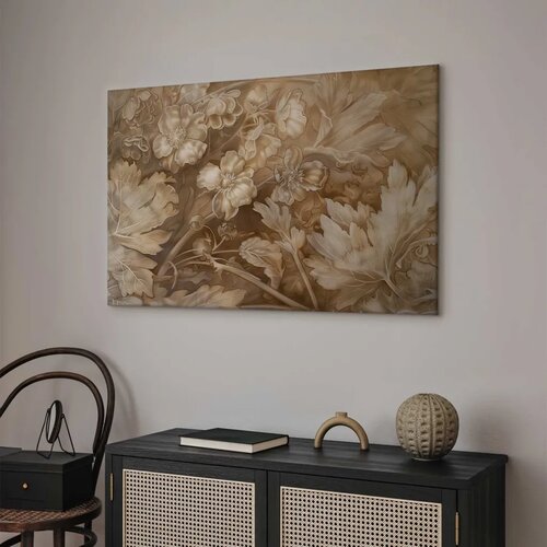  Slika - Floral Ornaments Carved in Delicate Sepia and Brown Shades 30x20 Slike