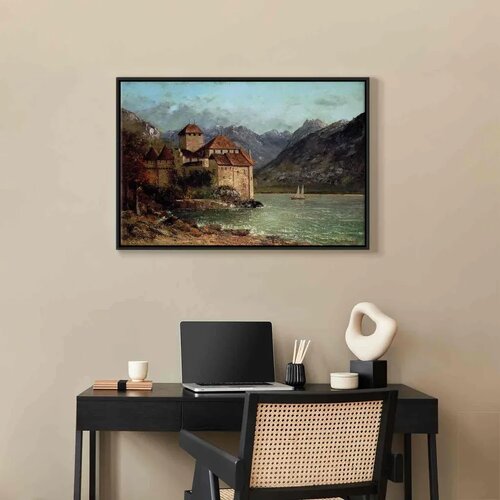  Slika - Gustave Courbet -Chillon Castle 120x80 U crnom drvenom okviru Slike