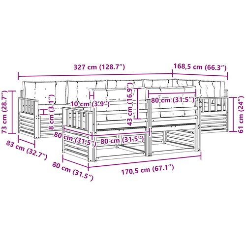  Set vanjskih sofa 7 kom. Bijela i antracit Poliester Smeđa 327 x 168,5 x 73 cm Slike