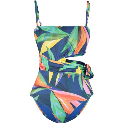 Trendyol Floral Pattern Strapless Cut Out/Windowed Swimsuit Cene