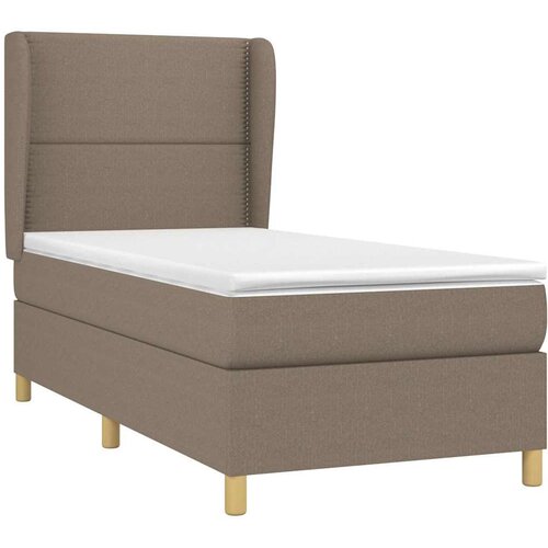  Krevet s oprugama i madracem smeđesivi 100 x 200 cm od tkanine Slike