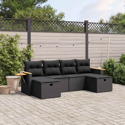  6-dijelni set vrtnih sofa s jastucima crni od poliratana Crna 61.5 x 62 x 69 cm Slike