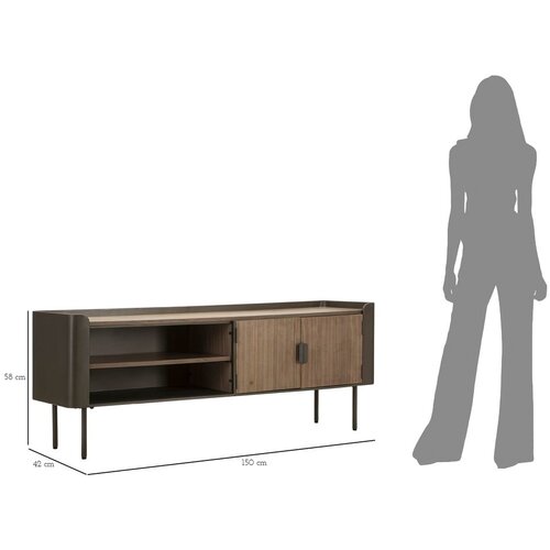 Mauro Ferretti Rjava TV omarica iz masivne jelke 150x58 cm Toronto &amp;ndash; Slike