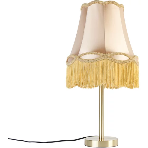 QAZQA Klasična namizna svetilka medenina z granny senčnikom zlata 30 cm - Simplo