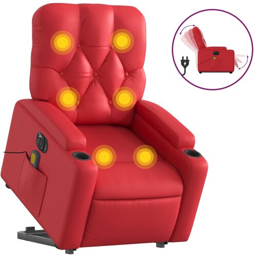 VidaXL Električni masažni naslonjač na podizanje umjetna koža crveni Slike