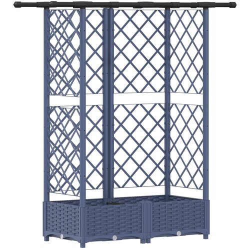 vidaXL Dvignjeno ležišče s trellisom in streho Siva 124 x 40 x 123 cm, (5000287879) Cene