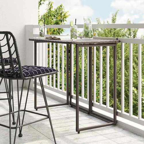 vidaXL Zložljiva vrtna miza Brown 90x51x75 cm Poly Rattan Cene