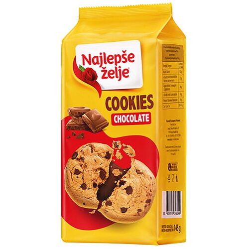 Najlep&amp;scaron;e želje Keks Cookies Čokolada, 145 g Slike