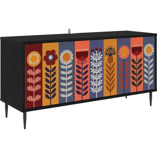 vidaXL TV ormar ESSEN 102 x 33 x 51 cm Crni hrast Konstruirano drvo - Uzorak suncokreta Cene