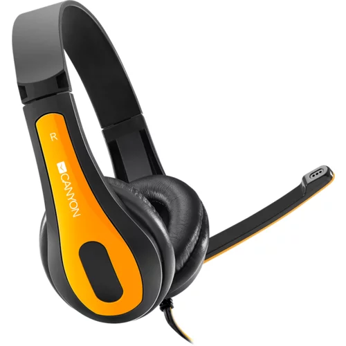 Canyon entry price PC headset, combined 3,5 plug, leather pads, Black-yellow - CNS-CHSC1BY