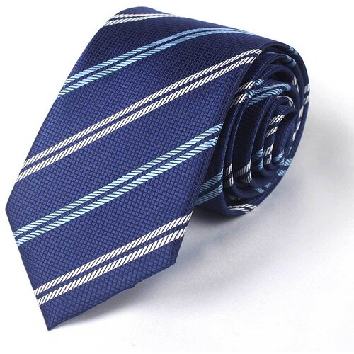 INF Klasična kravata iz poliestrske svile Blue + white stripes, (22104777) Cene