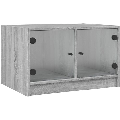 Maison Chic Klubska mizica - kavna mizica - Nizka mizica s steklenimi vrati siva sonoma 68x50x42 cm, (21752930) Slike