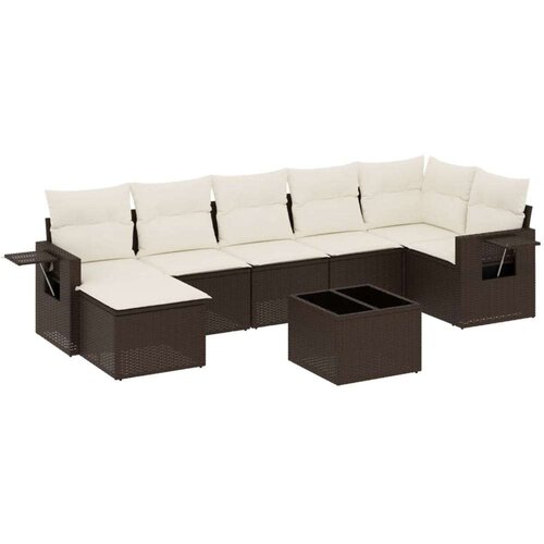 VidaXL 8-dijelni set vrtnih sofa s jastucima smeđi od poliratana Slike