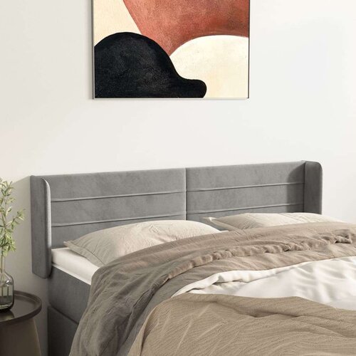  Vzglavje z u&amp;scaron;esi svetlo sivo 147x16x78/88 cm žamet, (20735517) Slike