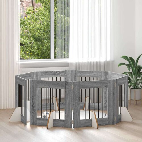  Vrata za pse z stojali 8 pcs Siva Sonoma 60 x 60 cm, (5000232678) Cene