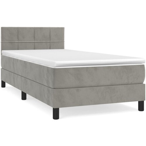 Maison Chic Box spring postelja - Vzmetna postelja z vzmetnico svetlo siva 80x200 cm žamet SL13238, (21901866) Cene