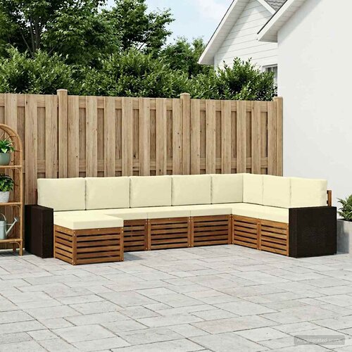  Set vanjskih sofa 8 kom. Prirodna i krem Smeđa 314 x 195,5 x 73 cm Slike