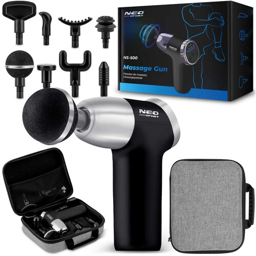 Neo-Sport NS-500 Body Massage Gun with 8 Attachments - Black, (21740618) Cene