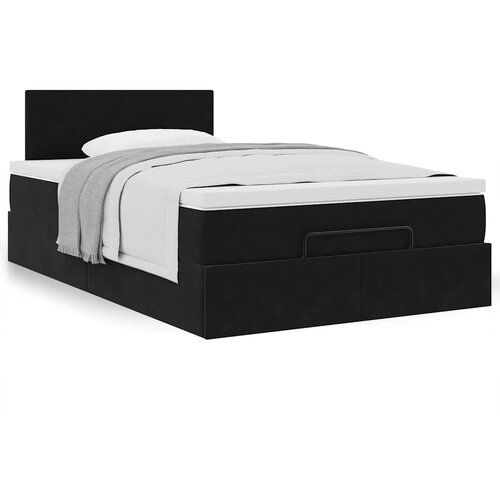 VidaXL Otomanski posteljni okvir z vzmetnico črn 120x190 cm žamet Slike