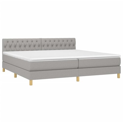  Krevet s oprugama i madracem svjetlosivi 200 x 200cm od tkanine Slike