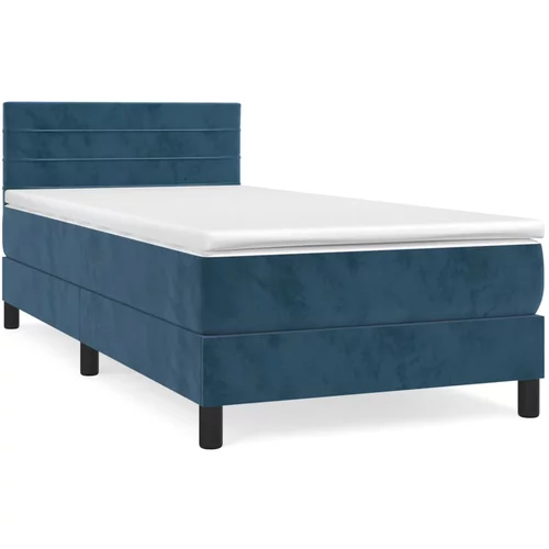 vidaXL Box spring postelja z vzmetnico temno modra 80x200 cm žamet, (20726480)