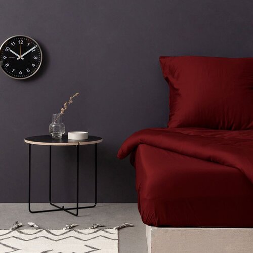  de maroon maroon satin single xl fitted sheet (de) Slike
