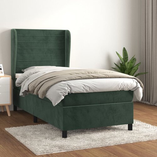  The Living Store Box spring postelja z vzmetnico temno zelena 80x200 cm žamet - Box Spring Postelja, (21491838) Slike