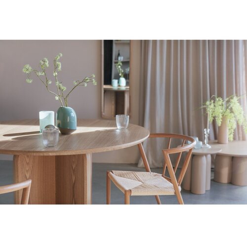 White Label Okrogla jedilna miza v hrastovem dekorju &amp;oslash; 120 cm Laurent &amp;ndash; Slike