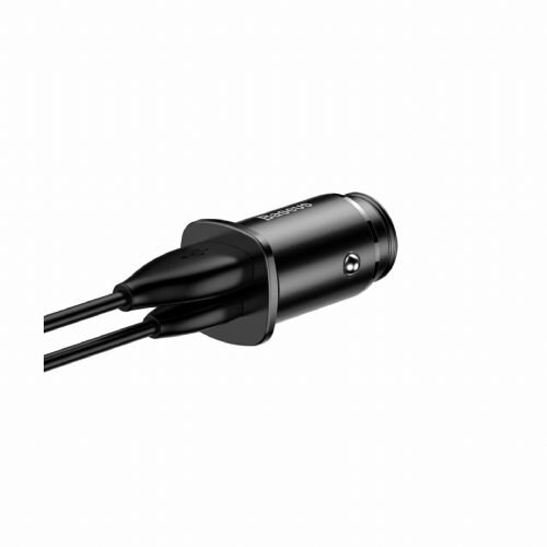 Baseus pretvornik usb - 12V avtomobilski, 30W 1x tip a, 1x tip c, pd, qc, črn, Slike