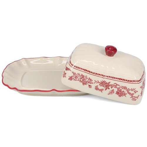 S|P Collection Bordo rdeča/slonoko&amp;scaron;čena porcelanasta posoda za maslo Cyril &amp;ndash; Slike