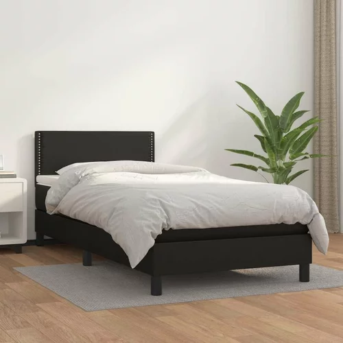  Box spring postelja z vzmetnico črn 90x190 cm umetno usnje, (20723755)