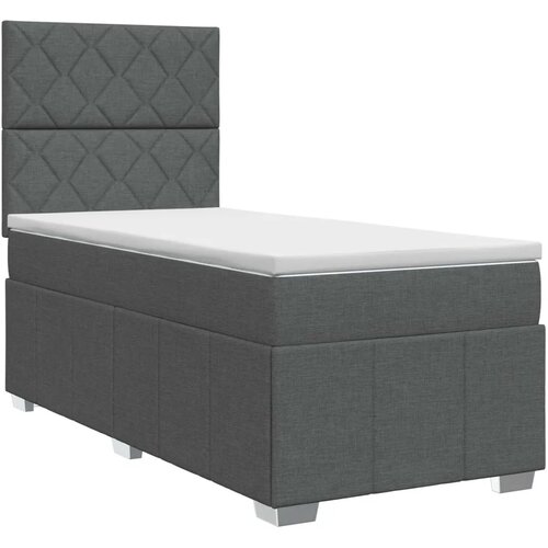  Boxspring krevet s madracem Tamnosiva 90 x 200 cm Tkanina - Tamnosiva 90 x 200 cm Dizajn s rombovima Slike
