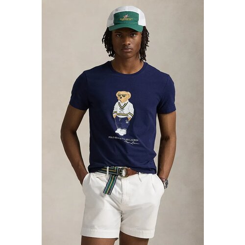 Polo Ralph Lauren Pamučna majica za muškarce, boja: tamno plava, s tiskom, 710973137 Cijene