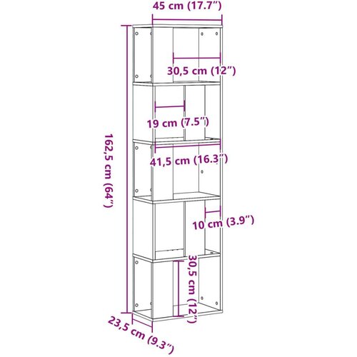 vidaXL Knjižna omara 5-nadstropna bela 45x23,5x162,5 cm inž. les Cene
