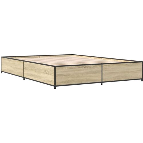vidaXL Posteljni okvir sonoma hrast 150x200 cm inž. les in kovina, (21128091) Cene