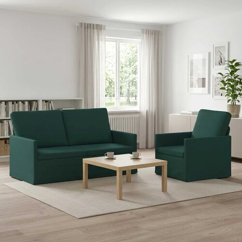  Set sofe 2 pcs Tamnozelena Tkanina - Tamnozelena Jednostruka + Dvostruka (140 cm) Cene