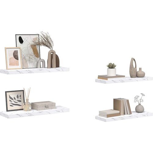  Polica na zidu Zidne 4 pcs Bijeli mramor 80 x 23,5 x 4 cm Slike