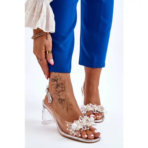 Kesi Fashionable transparent sandals with silver Carmelo ornaments