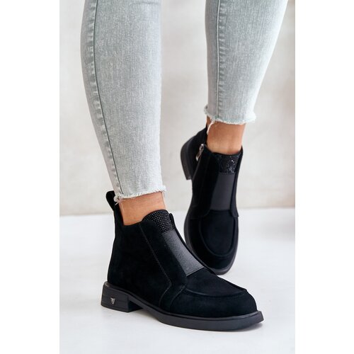 S. BARSKI Suede Low Ankle Boots With Flat Heel Insulated D&A Cene
