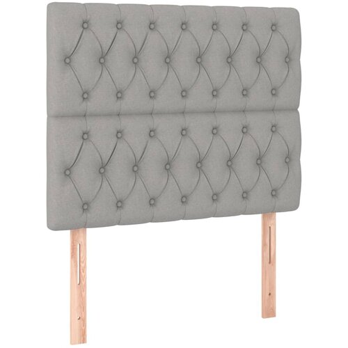 Maison Chic Posteljno vzglavje - Vzglavna omarica 2 kosa svetlo sivo 90x7x78/88 cm blago, (22077958) Slike