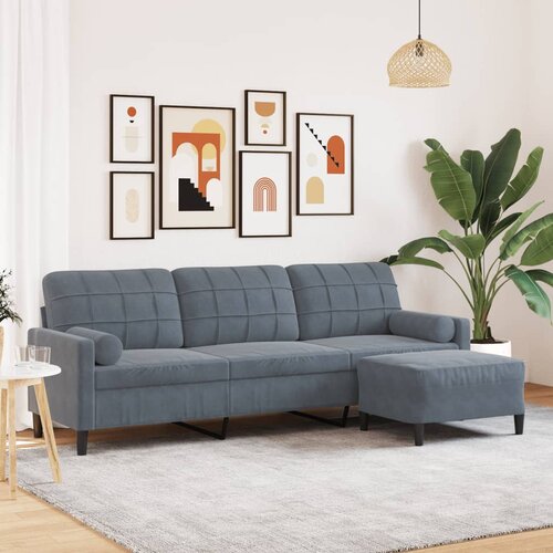 vidaXL Trosjed s tabureom tamnosivi 210 cm baršunasti Cijene
