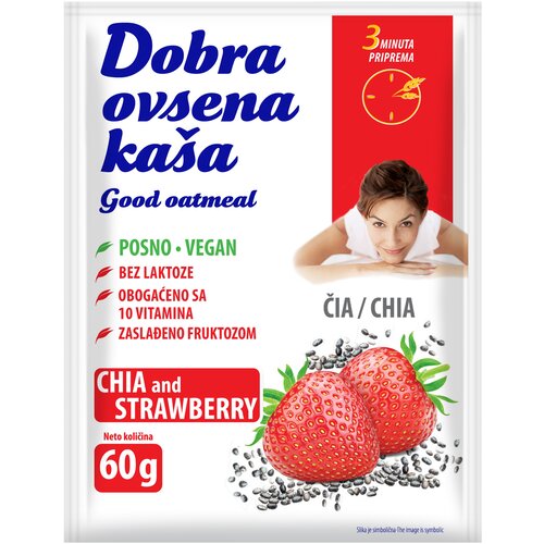 Dobra Ovsena Ka&amp;scaron;a Čia semenke i jagoda, 60g Slike