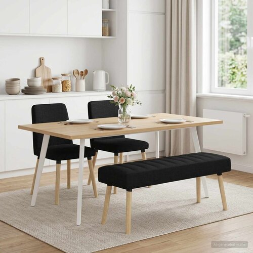  Klupa s utorima Crna 110 x 40 x 46 cm Tkanina Cene