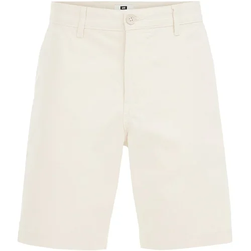 WE Fashion Chino hlače pijesak / bijela