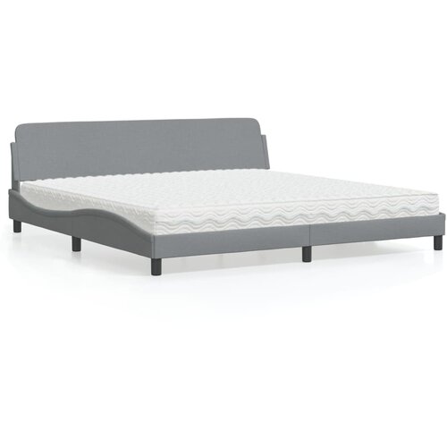 VidaXL Postelja z vzmetnico svetlo siva 200x200 cm blago Slike
