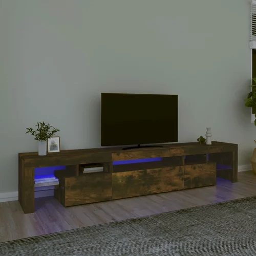 vidaXL TV omarica z LED lučkami dimljeni hrast 215x36,5x40 cm