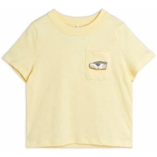 Mini Rodini Dječja pamučna majica kratkih rukava boja: žuta, s tiskom